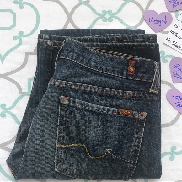 💙👖7FAM! VINTAGE FLARE👖💙29 7/8 31.5” REPAIR - Picture 12 of 16